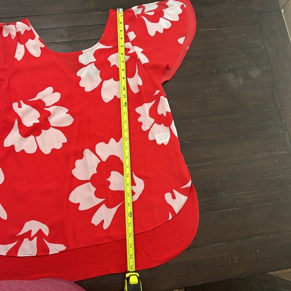 Kaari Blue floral mixed media XL split sleeve blouse - Picture 6 of 8